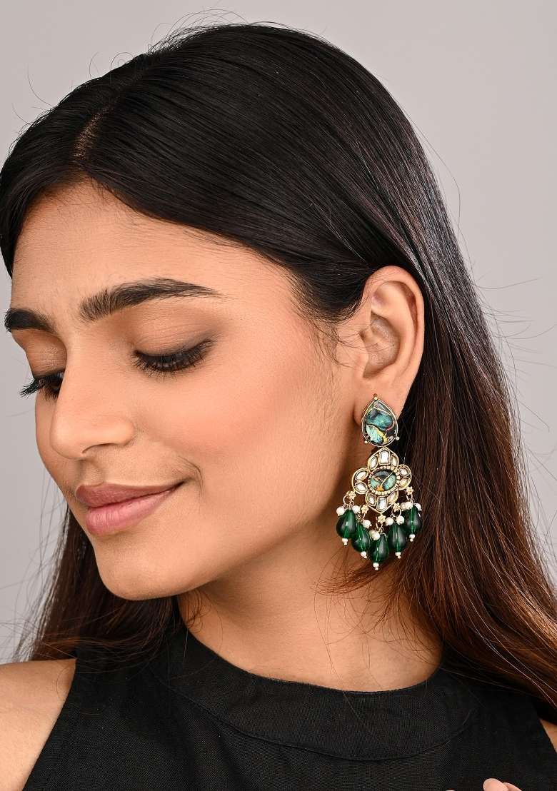Green  Zinc Alloy Earring - Indya