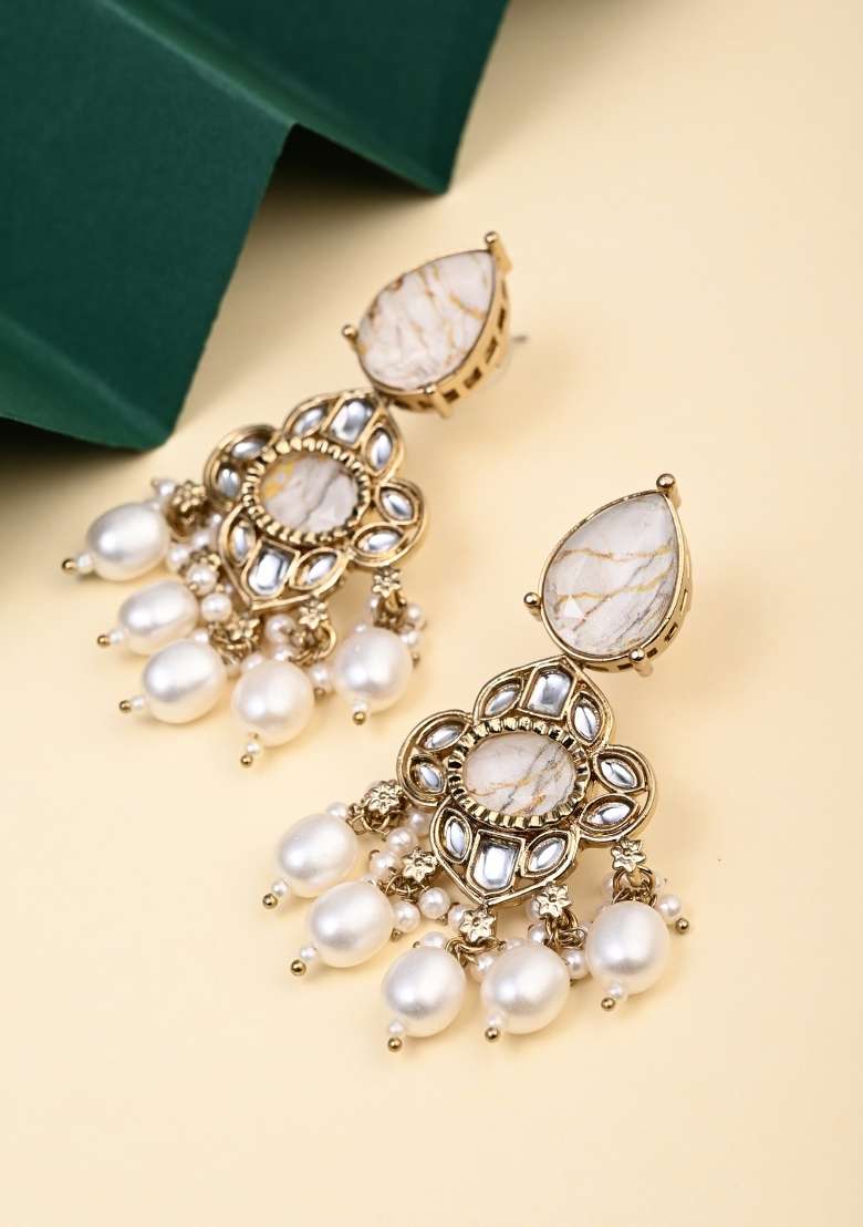 White  Zinc Alloy Earring - Indya