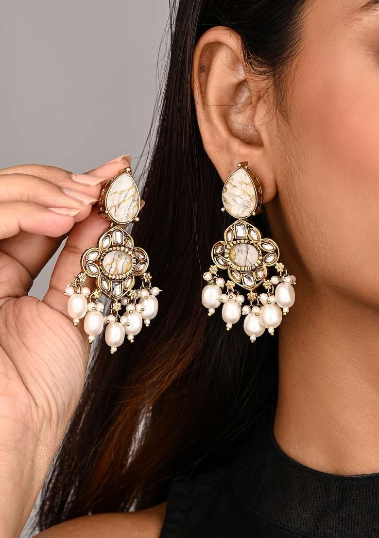 White  Zinc Alloy Earring - Indya