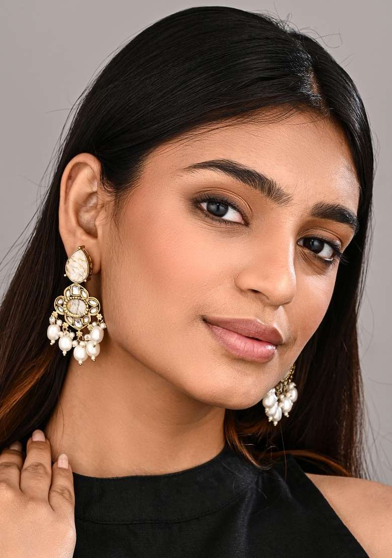 White  Zinc Alloy Earring - Indya