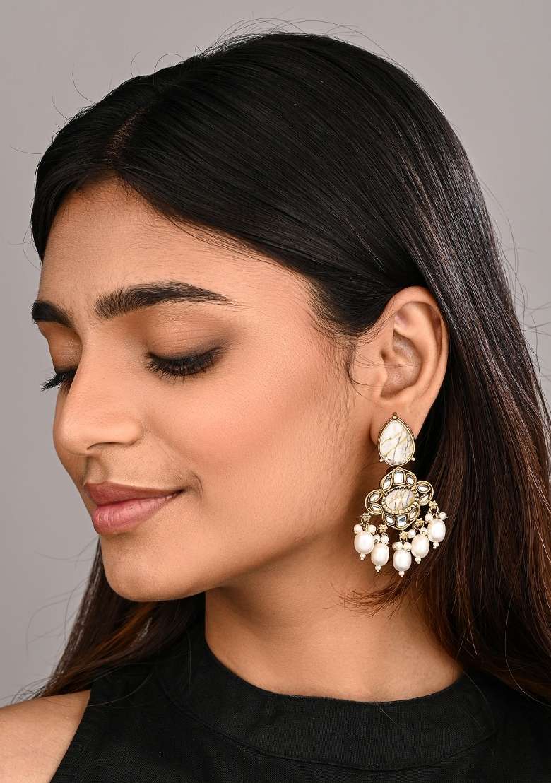 White  Zinc Alloy Earring - Indya