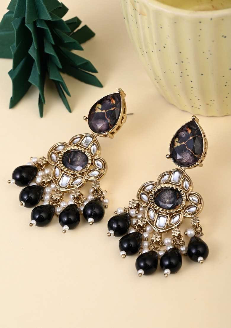 Black  Zinc Alloy Earring - Indya