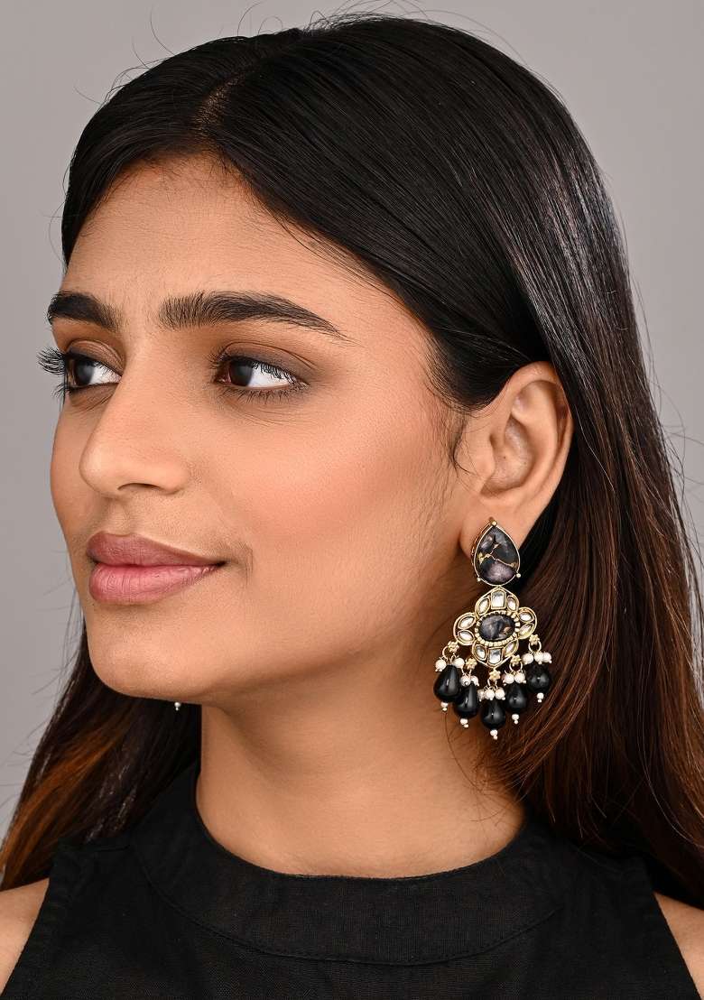 Black  Zinc Alloy Earring - Indya