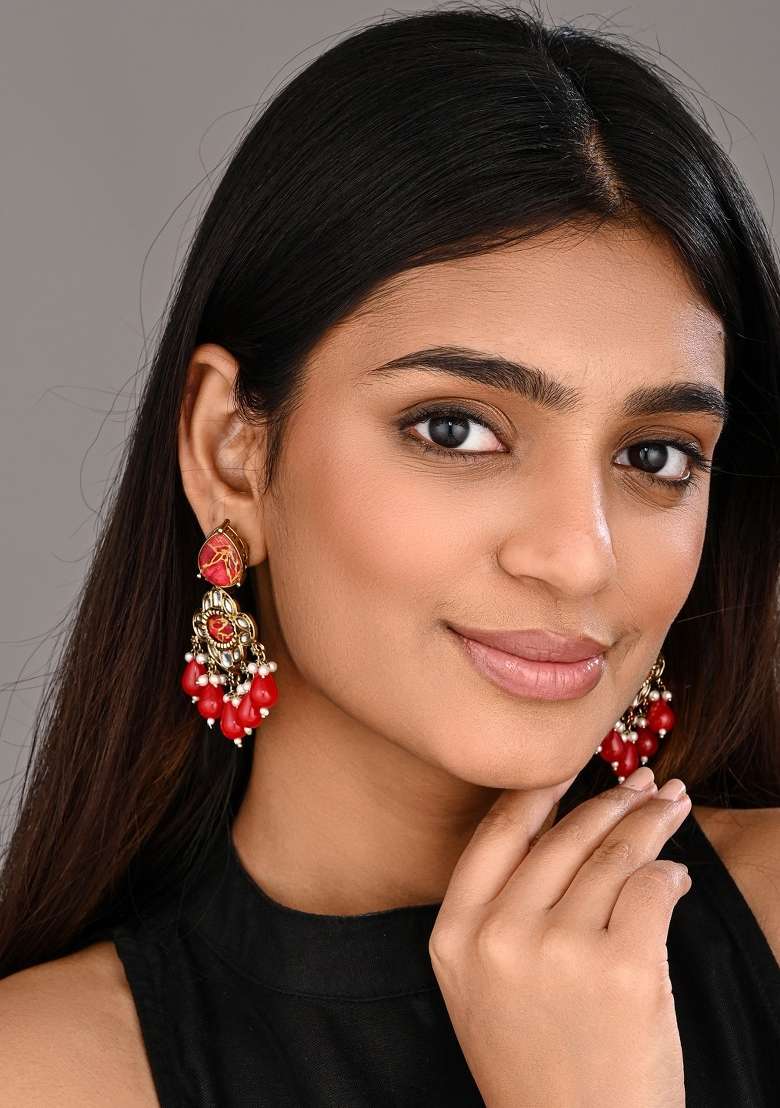 Red  Zinc Alloy Earring - Indya