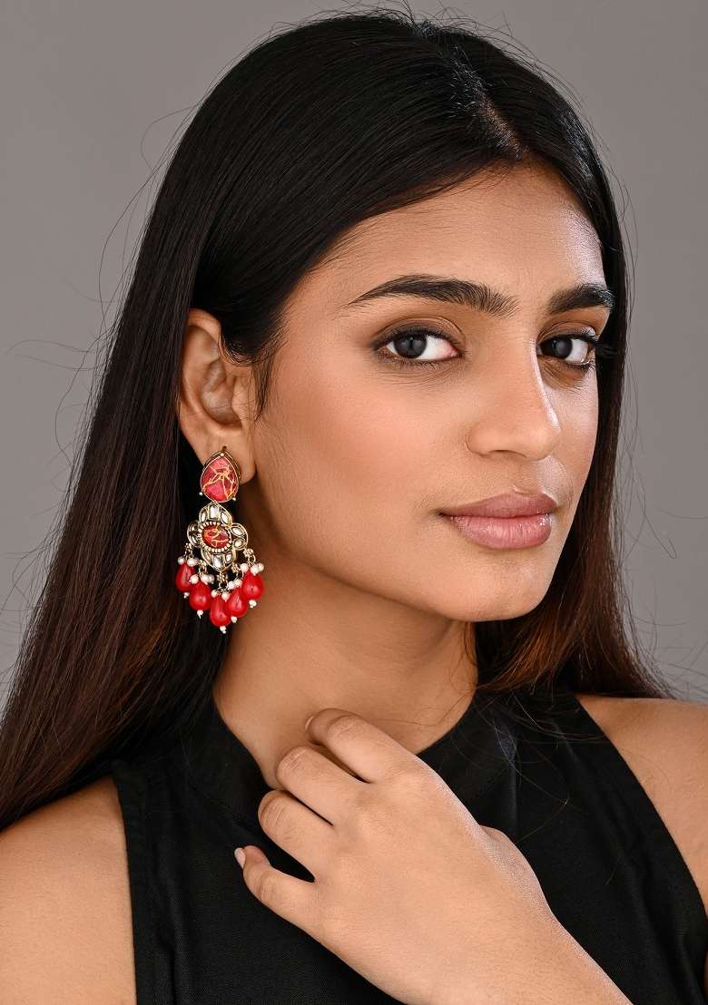 Red  Zinc Alloy Earring - Indya