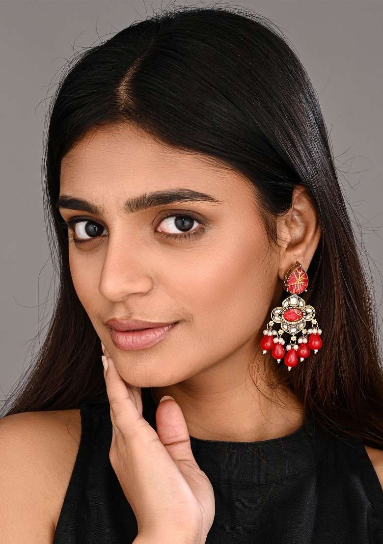 Red  Zinc Alloy Earring - Indya