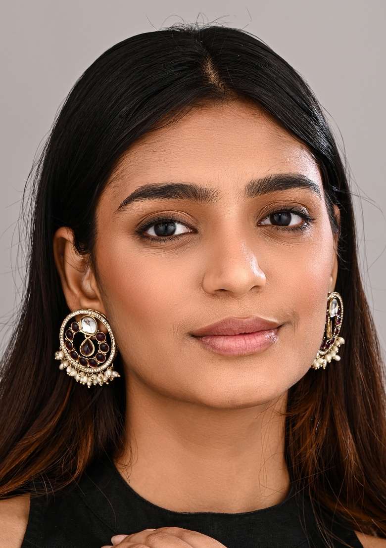 Maroon  Zinc Alloy Earring - Indya
