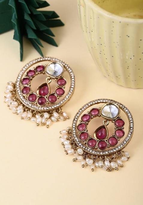 Maroon  Zinc Alloy Earring
