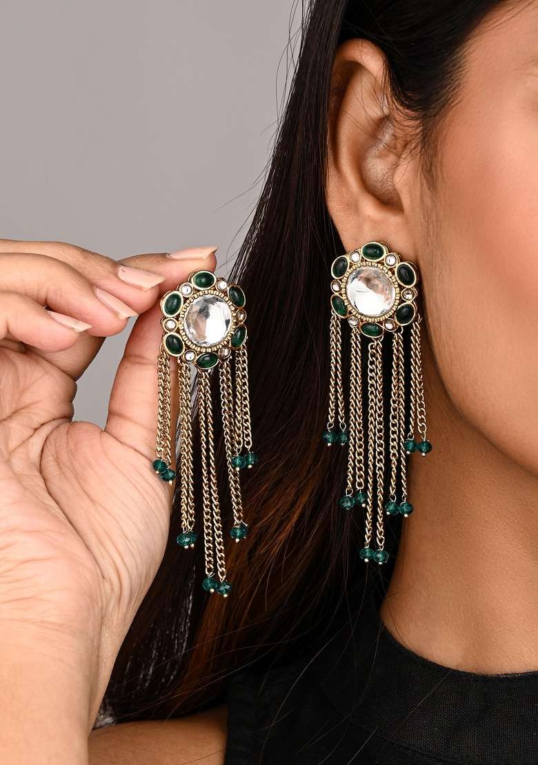 Green  Zinc Alloy Earring - Indya