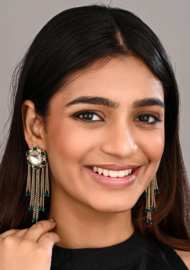 Green  Zinc Alloy Earring - Indya