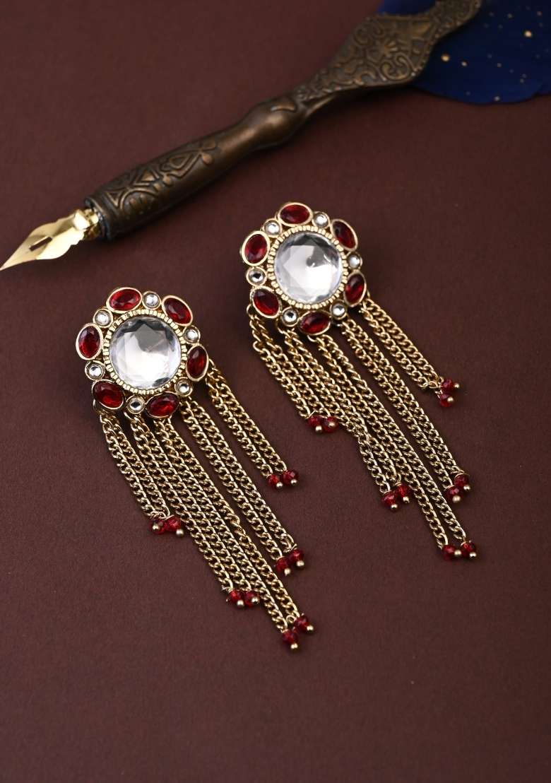 Red  Zinc Alloy Earring - Indya