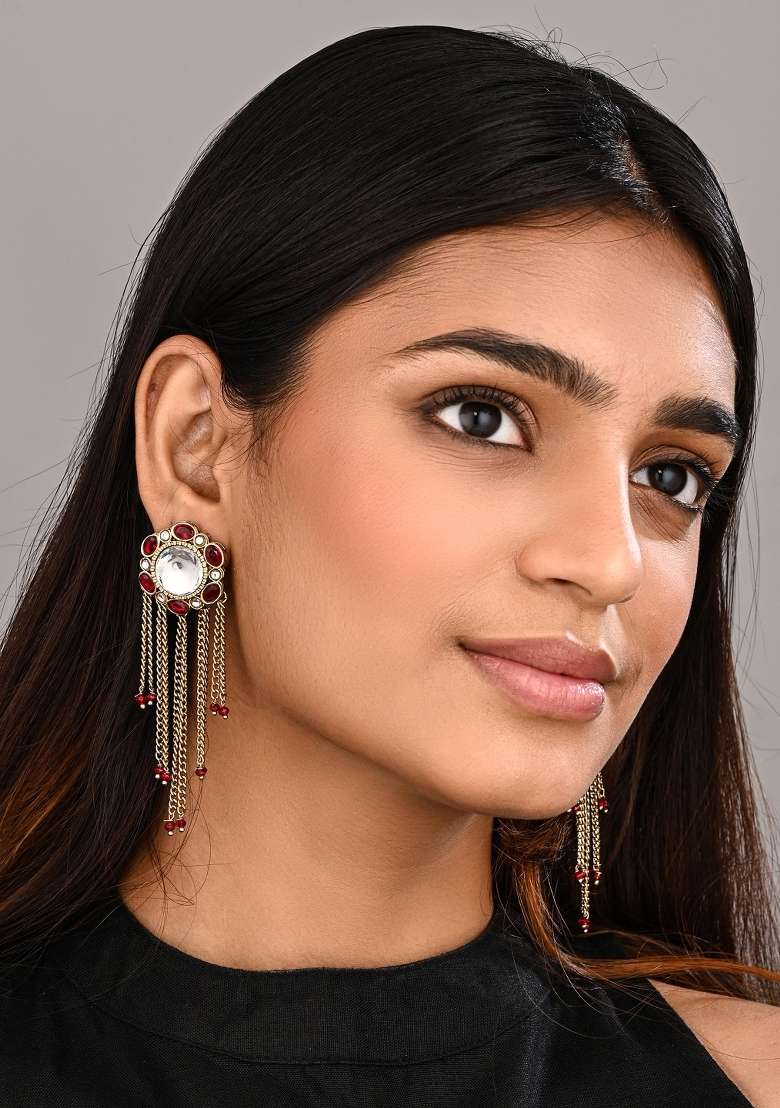 Red  Zinc Alloy Earring - Indya