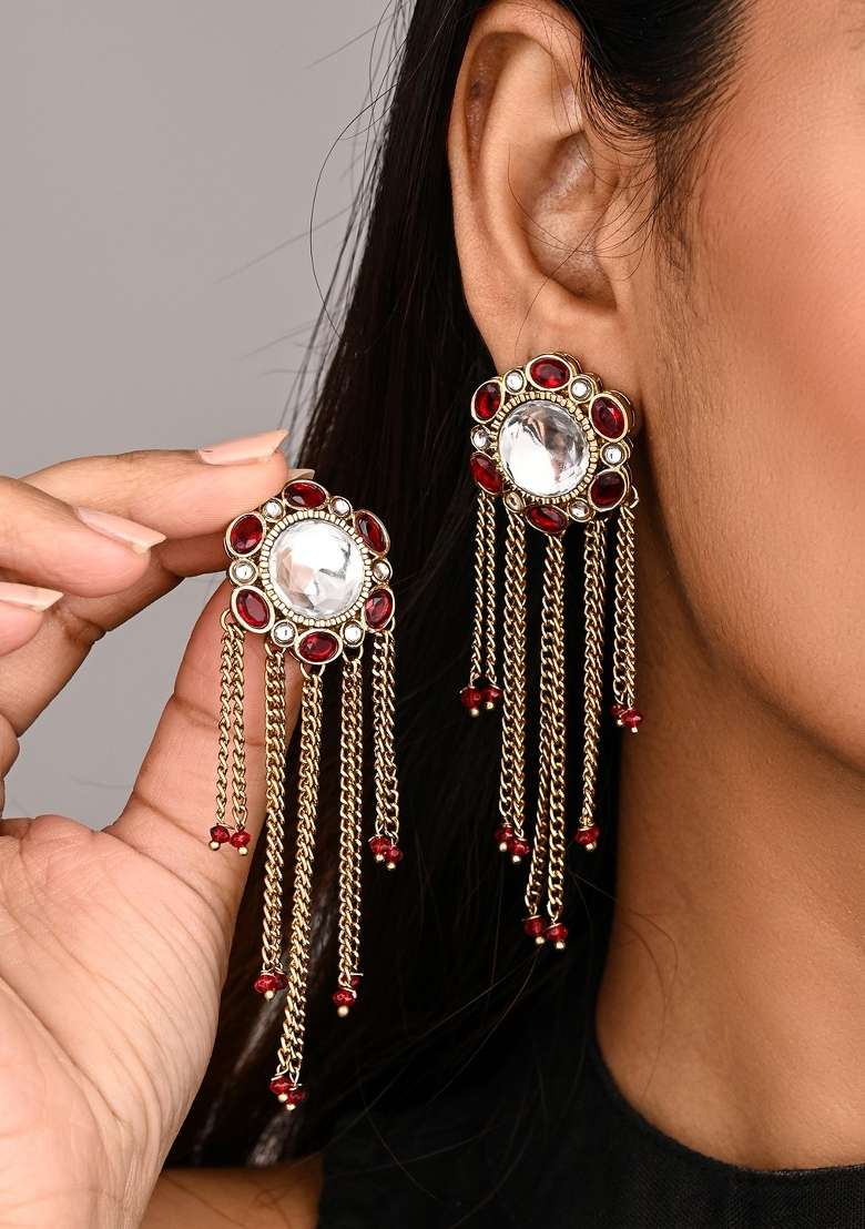 Red  Zinc Alloy Earring - Indya