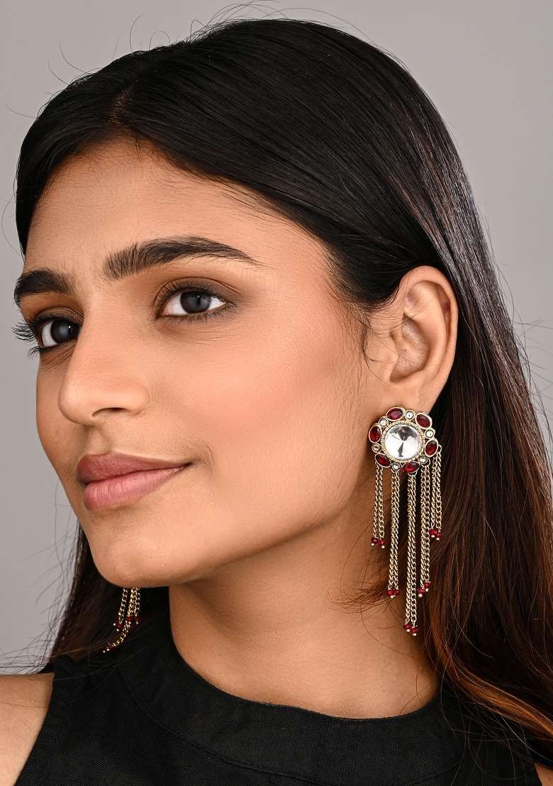Red  Zinc Alloy Earring - Indya