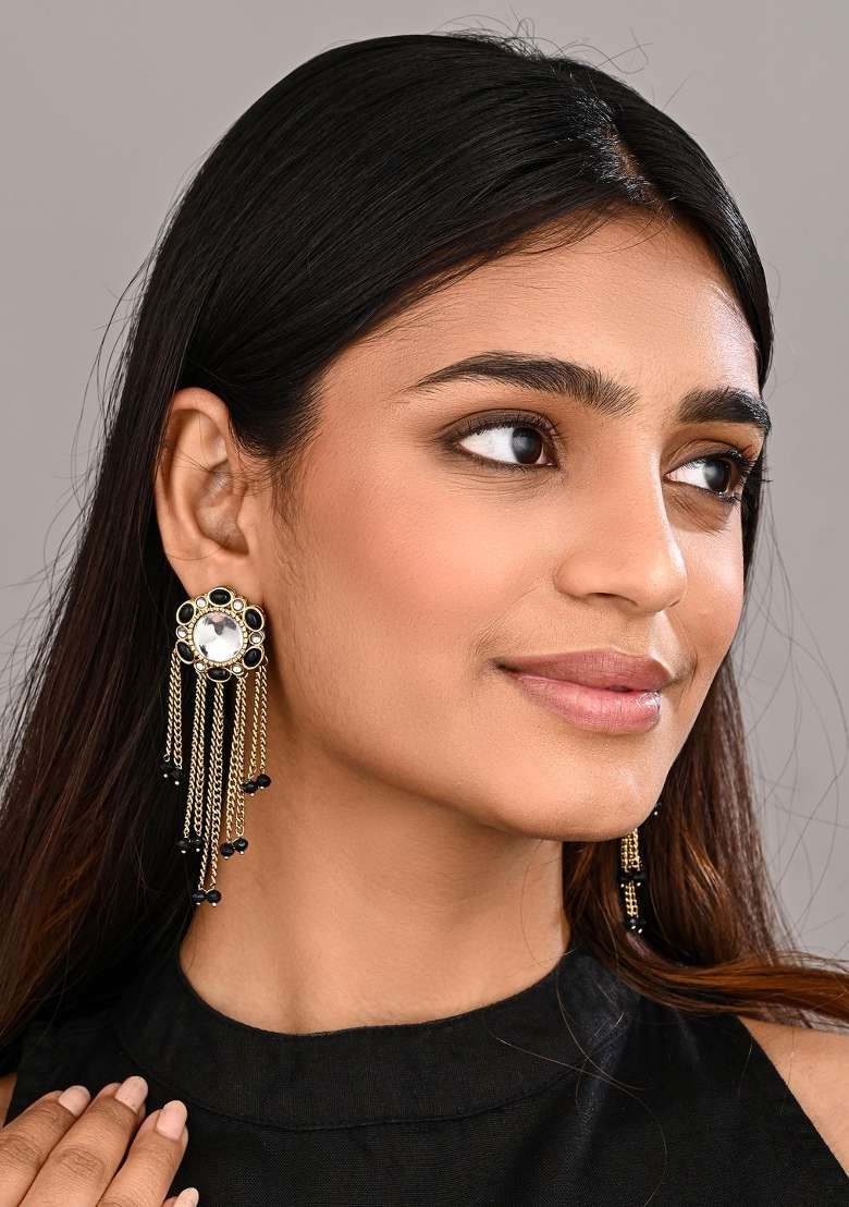 Black  Zinc Alloy Earring - Indya