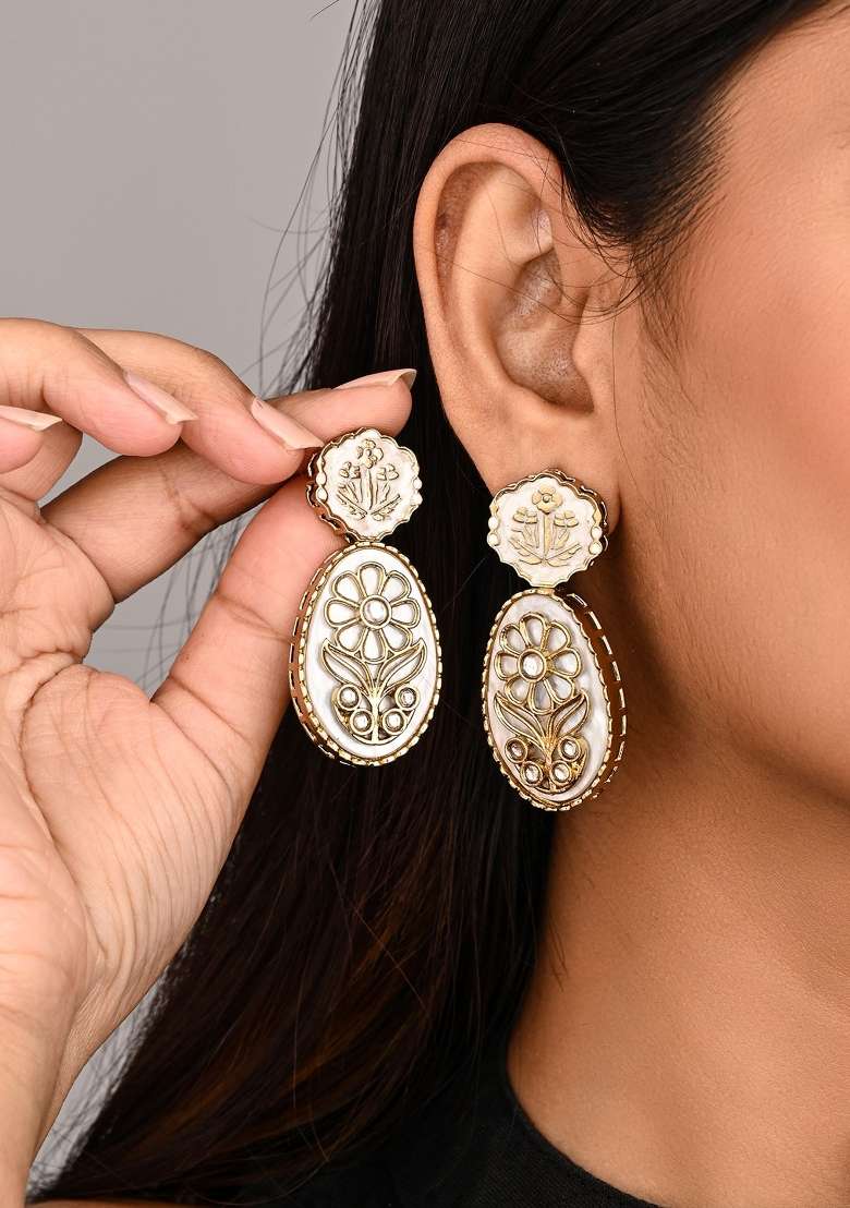 White  Zinc Alloy Earring - Indya