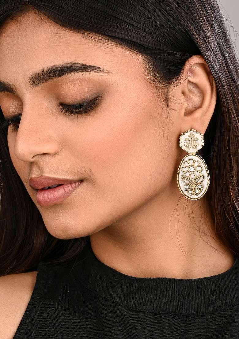 White  Zinc Alloy Earring - Indya