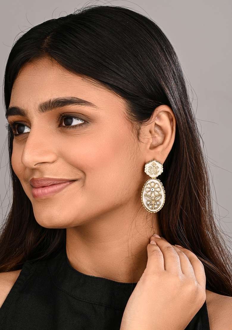 White  Zinc Alloy Earring - Indya