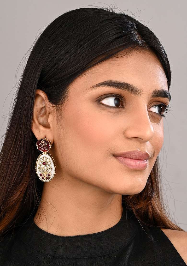White  Zinc Alloy Earring - Indya