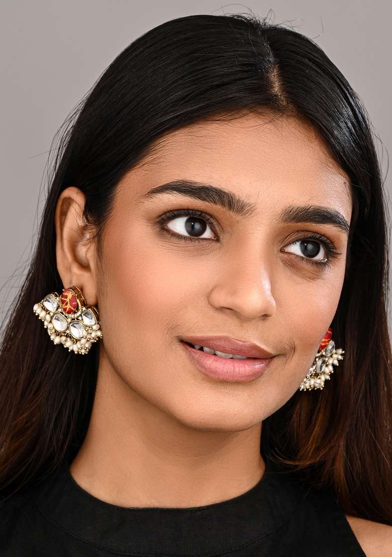 Red  Zinc Alloy Earring - Indya
