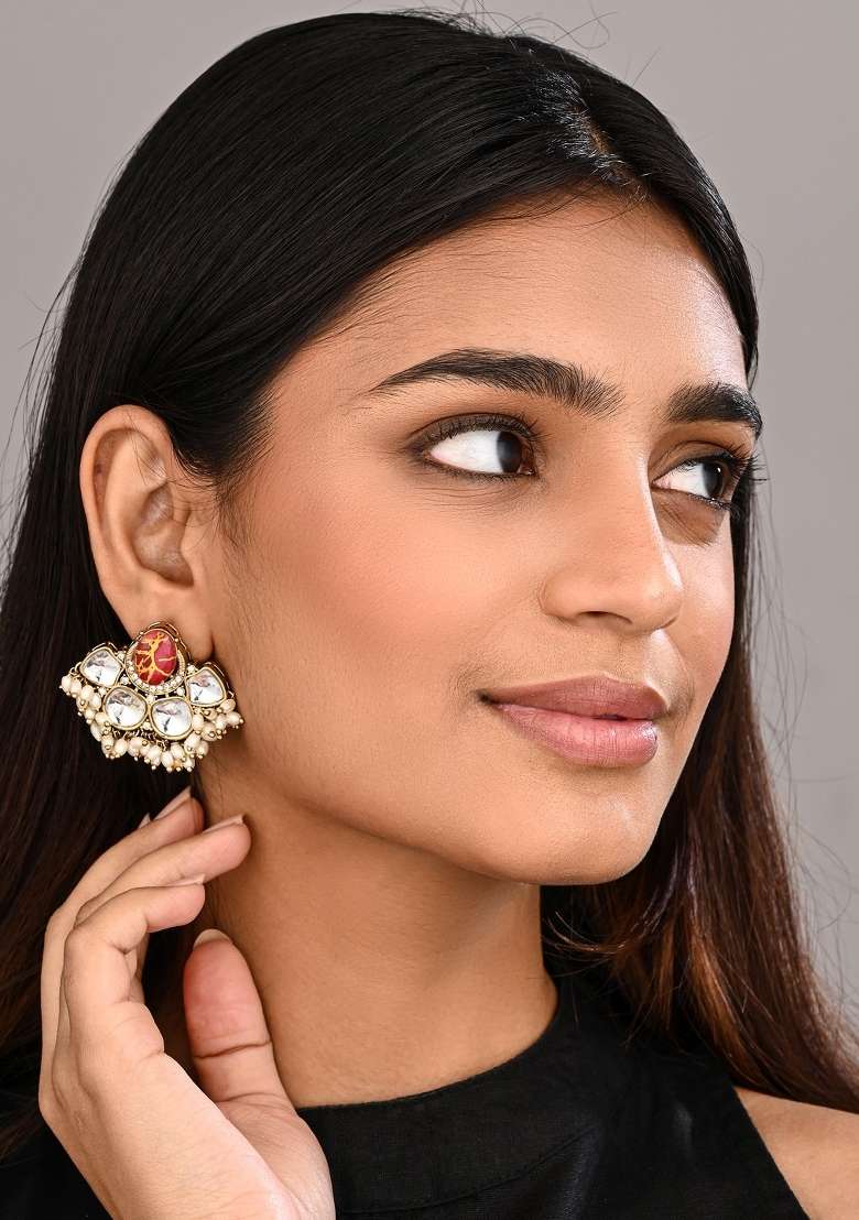 Red  Zinc Alloy Earring - Indya