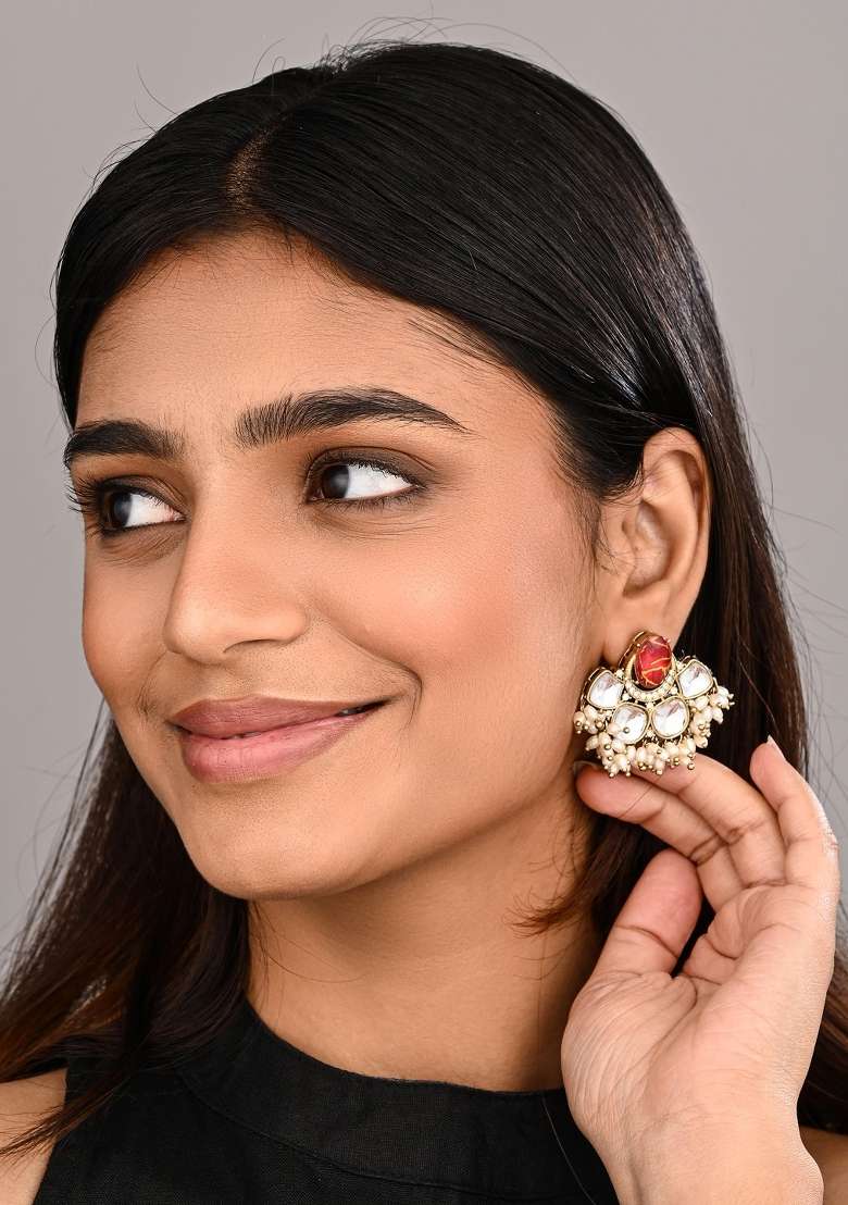 Red  Zinc Alloy Earring - Indya