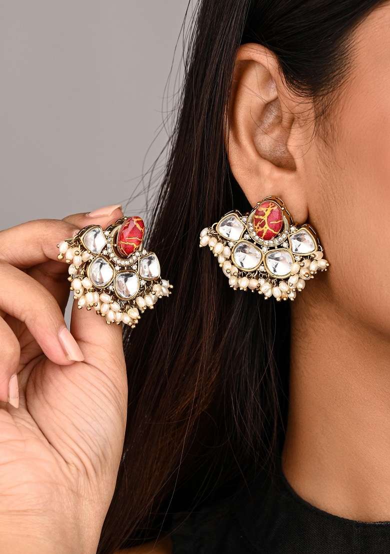 Red  Zinc Alloy Earring - Indya