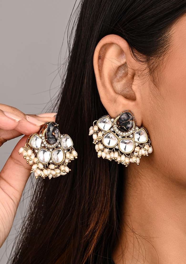 Black  Zinc Alloy Earring - Indya