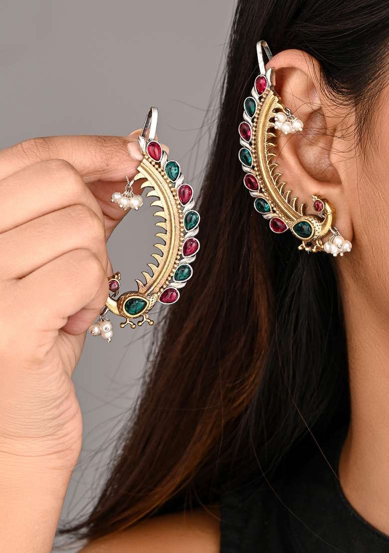 Golden  Brass Earring - Indya