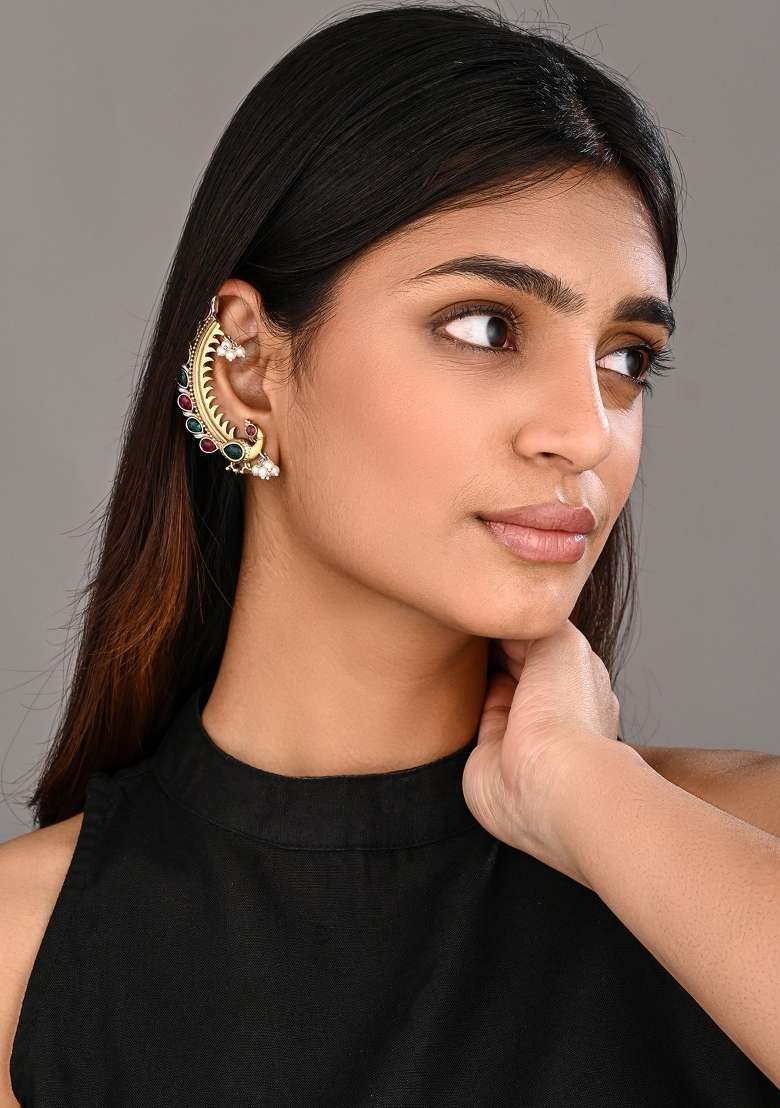 Golden  Brass Earring - Indya