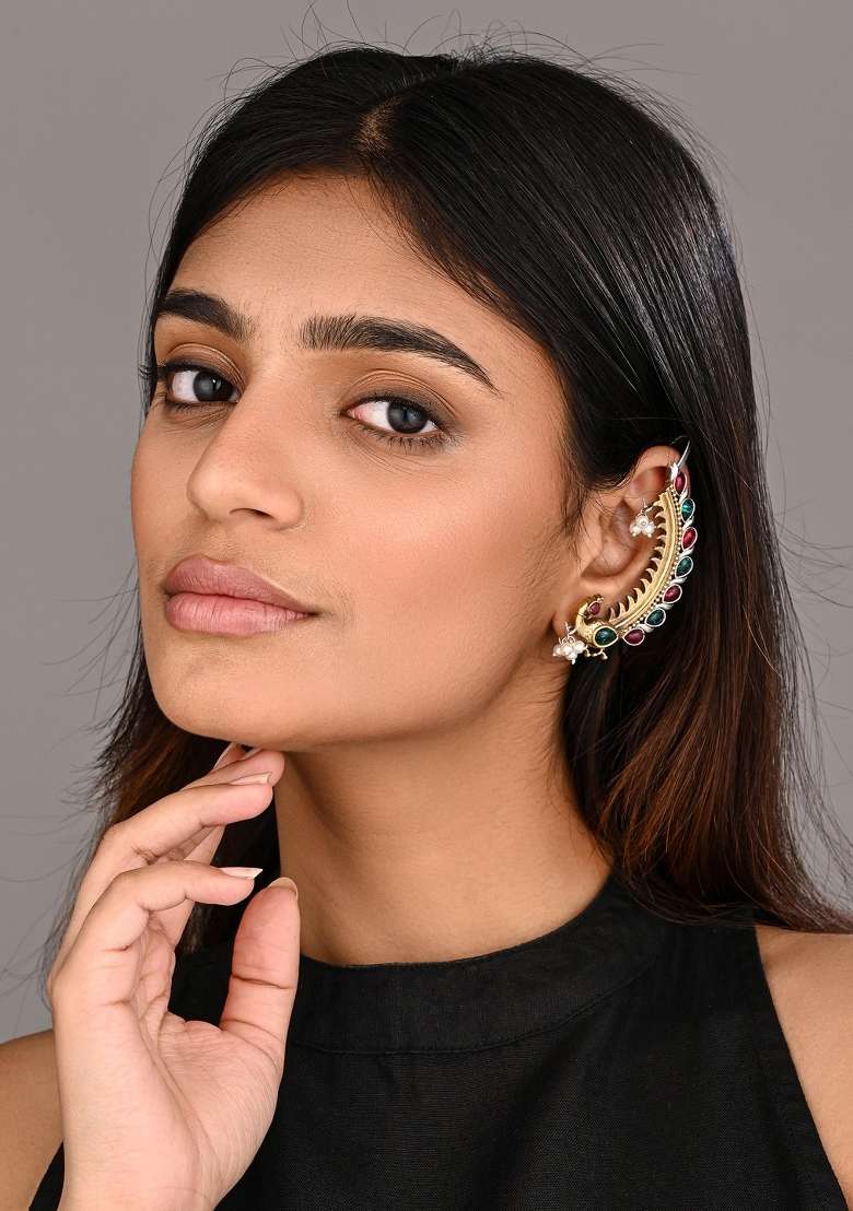 Golden  Brass Earring - Indya