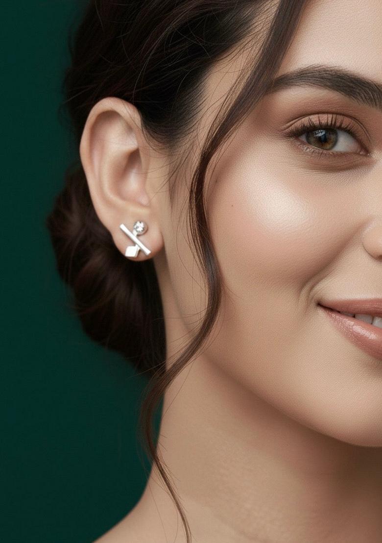 Silver Stainless Earrings - Indya