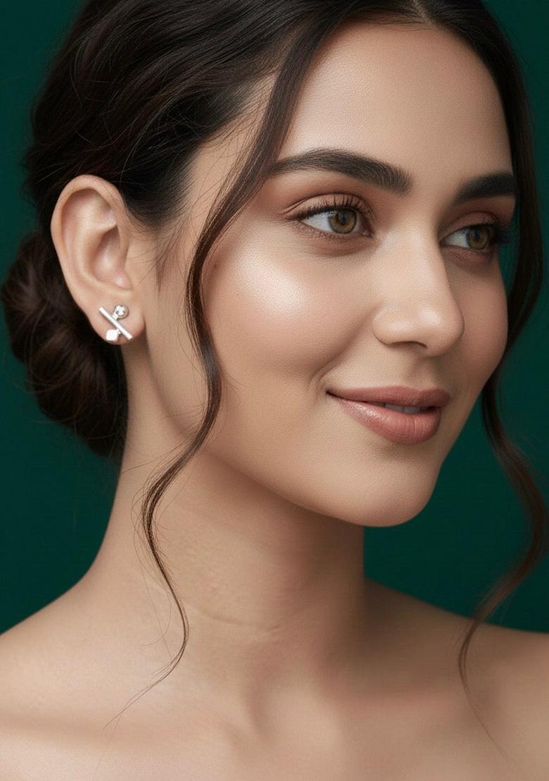 Silver Stainless Earrings - Indya