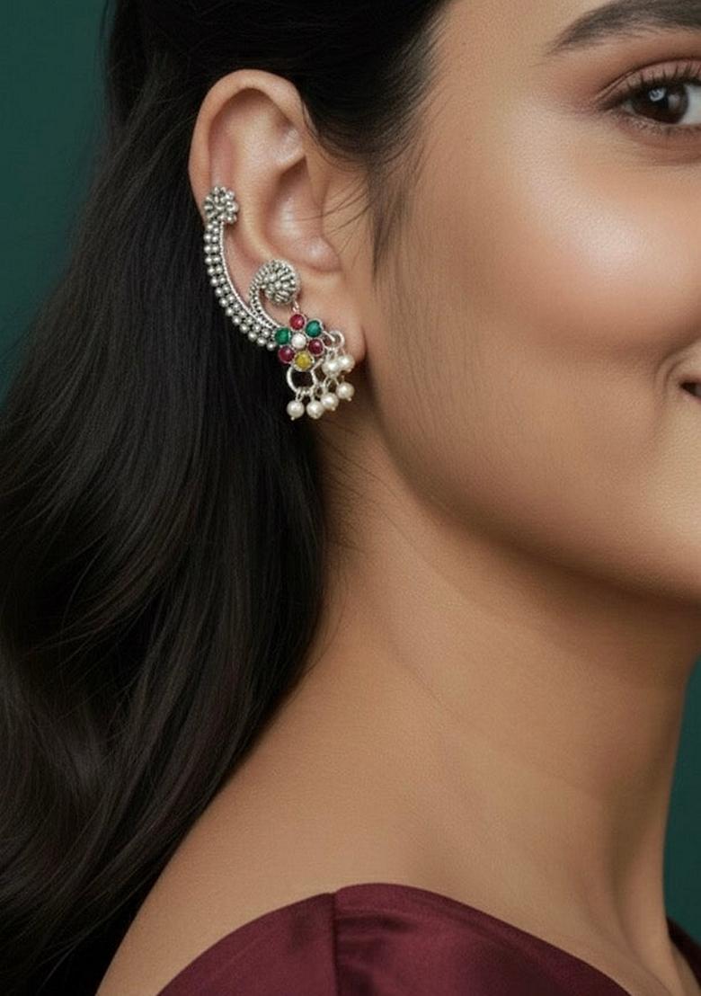 Silver Stainless Earrings - Indya