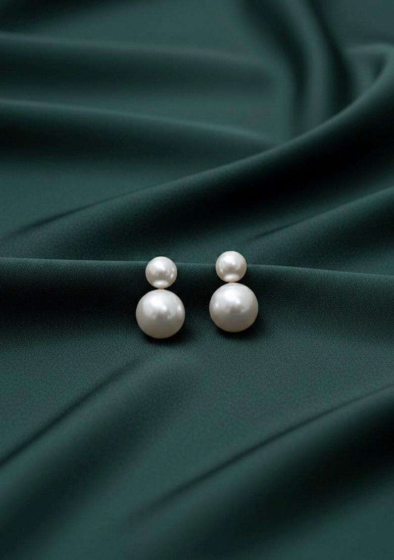 White Stainless Earrings - Indya