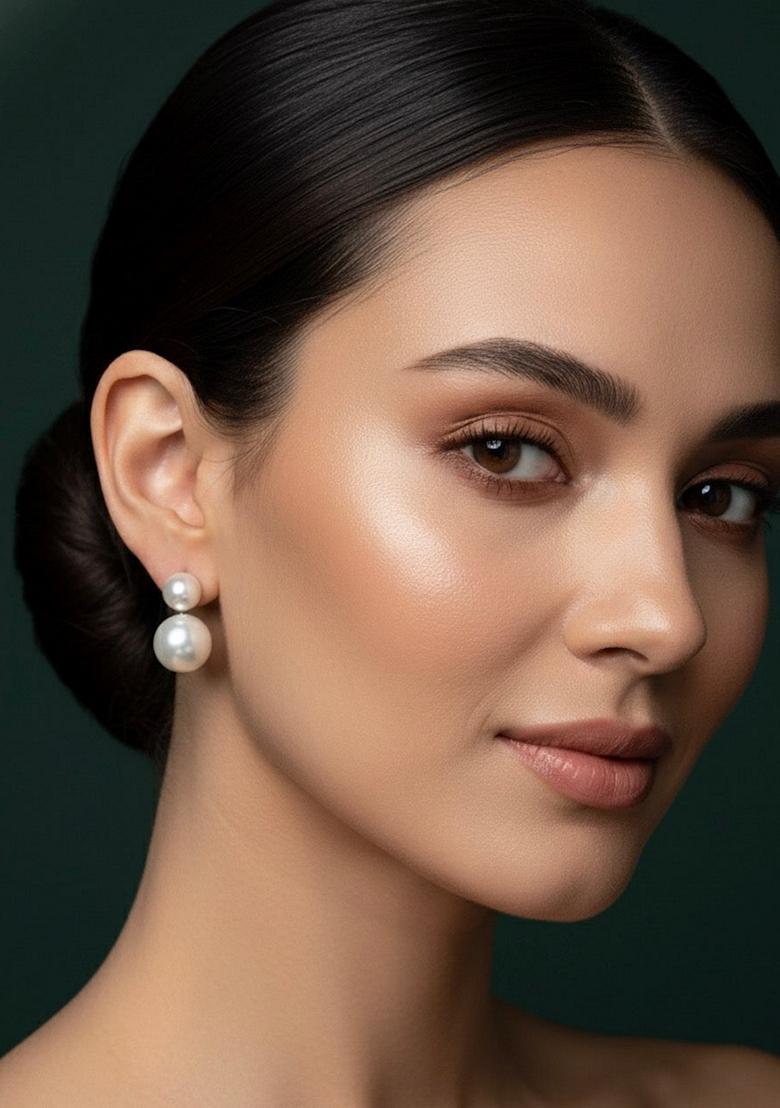 White Stainless Earrings - Indya