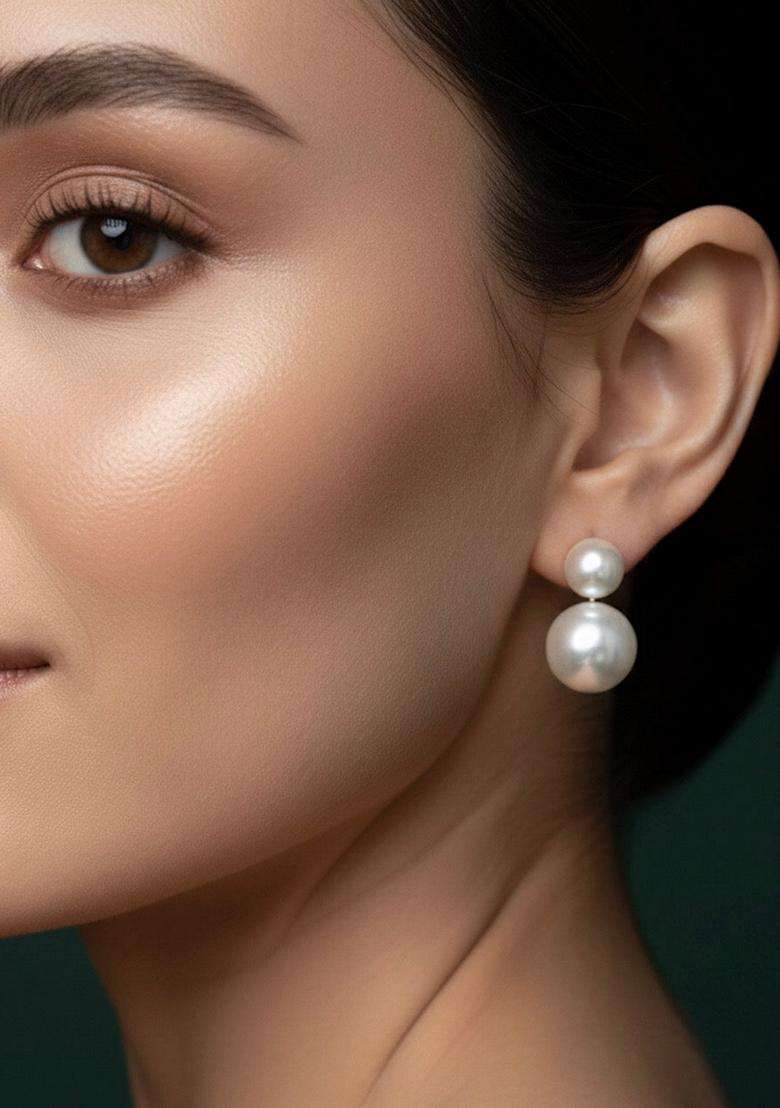 White Stainless Earrings - Indya
