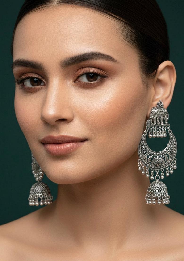Silver Stainless Earrings - Indya