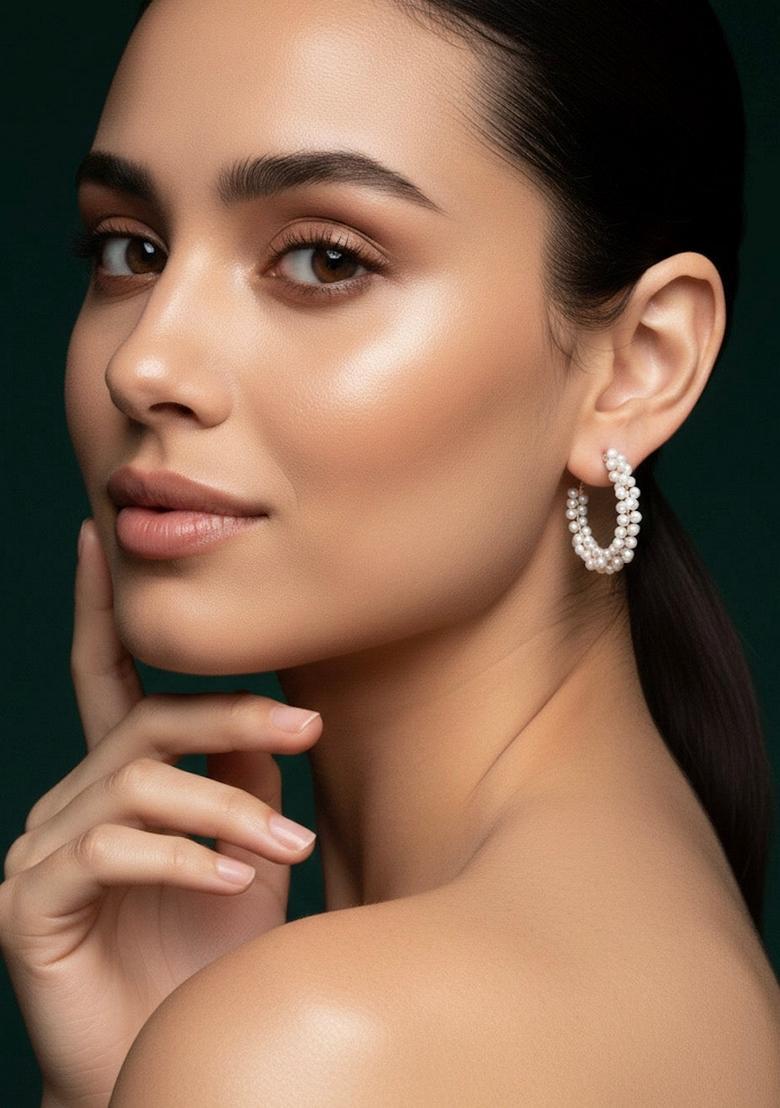 White Stainless Earrings - Indya