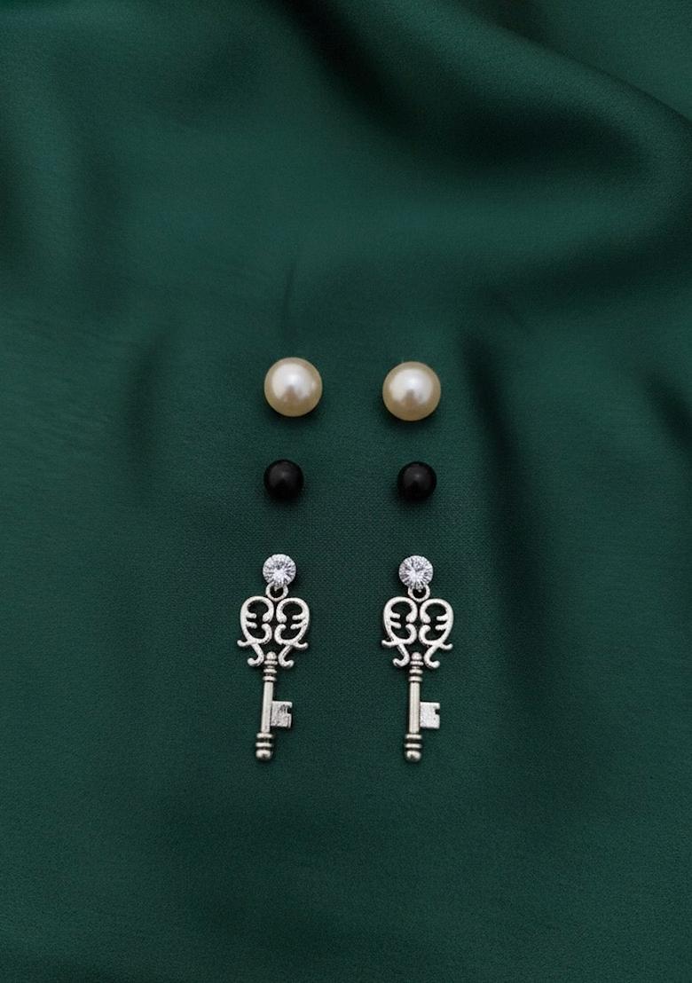 Silver Stainless Earrings - Indya