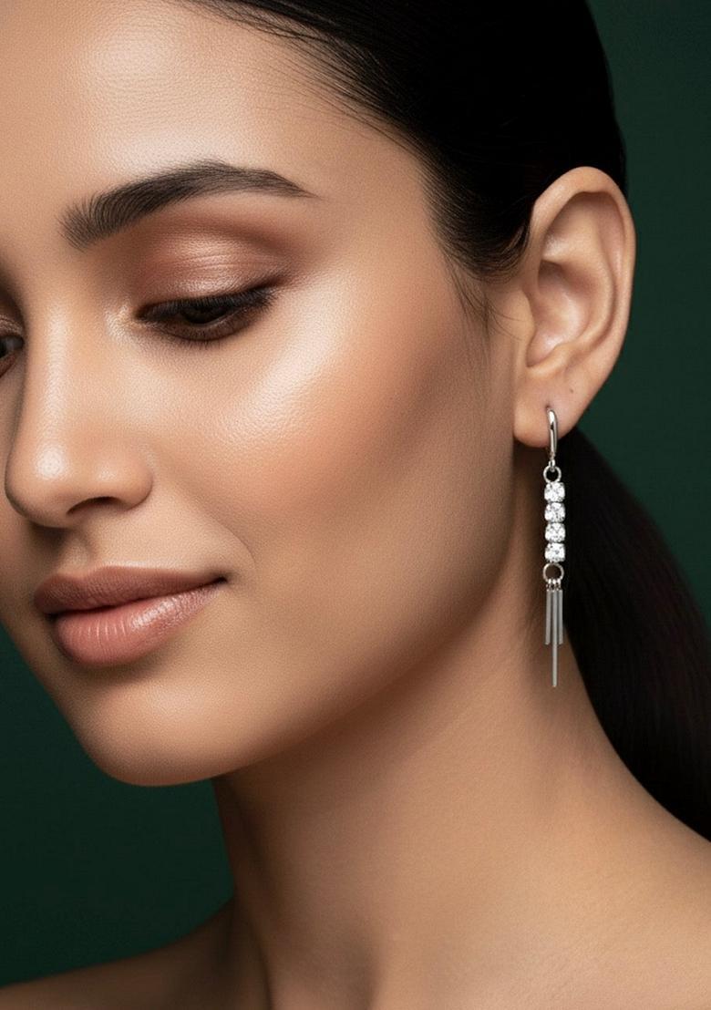 Silver Stainless Earrings - Indya