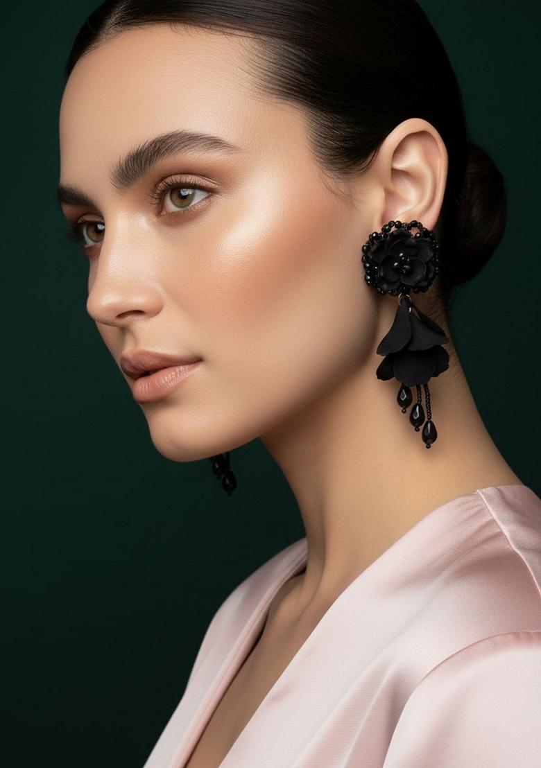 Black Stainless Earrings - Indya