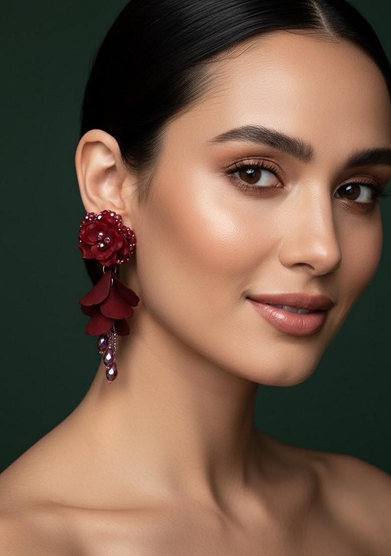 Red Stainless Earrings - Indya