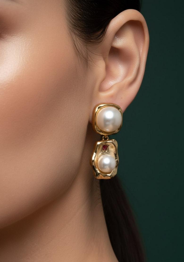 Gold Stainless Earrings - Indya
