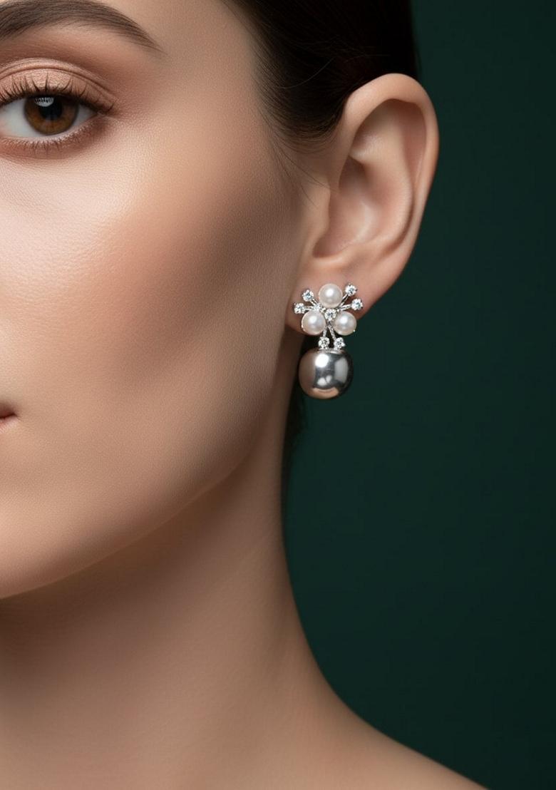 Silver Stainless Earrings - Indya