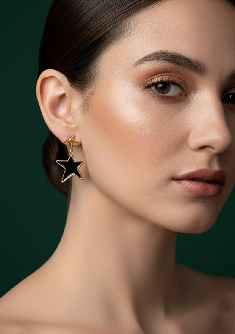 Black Stainless Earrings - Indya