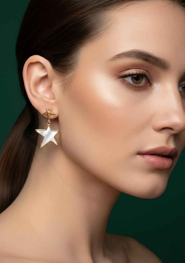 White Stainless Earrings - Indya