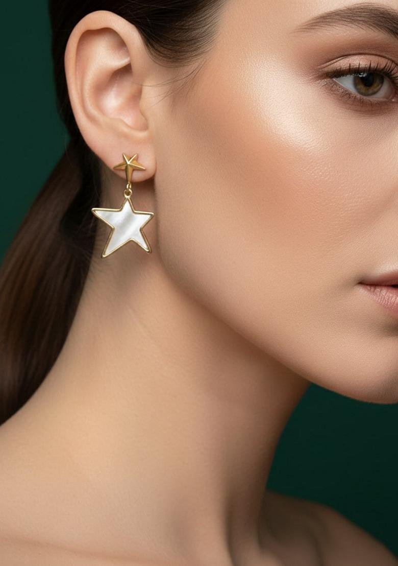 White Stainless Earrings - Indya