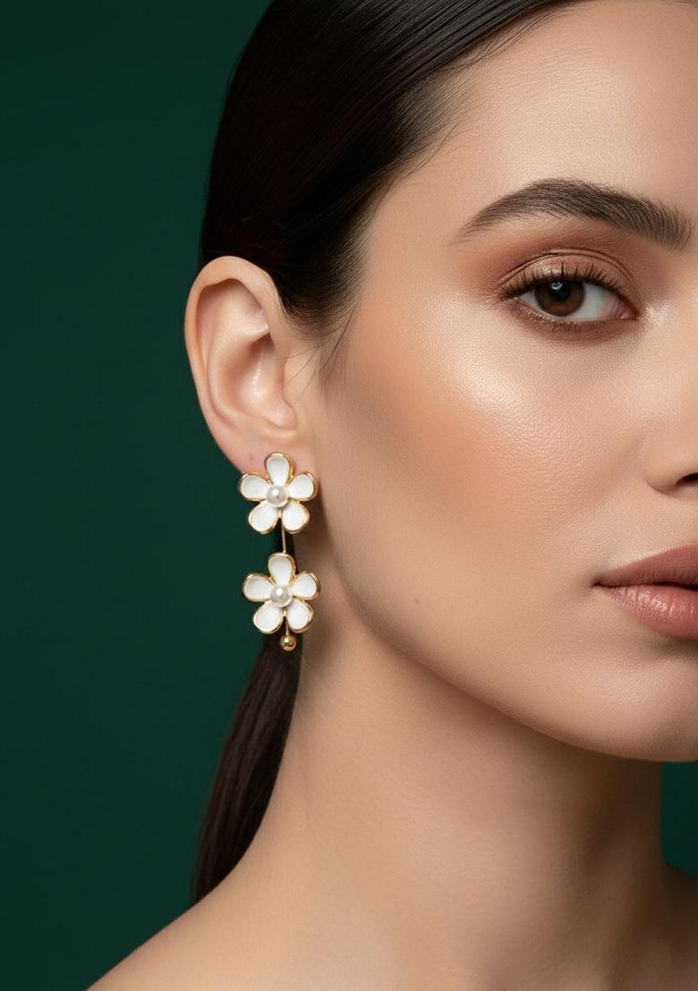 White Stainless Earrings - Indya