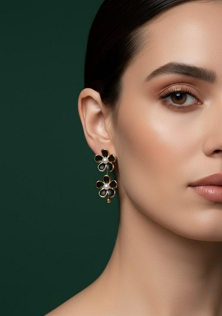 Black Stainless Earrings - Indya